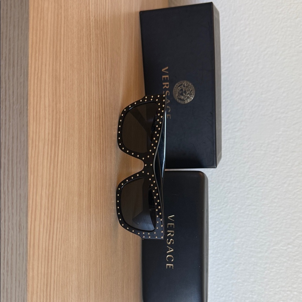 Versace Black and Gold Studded Sunglasses